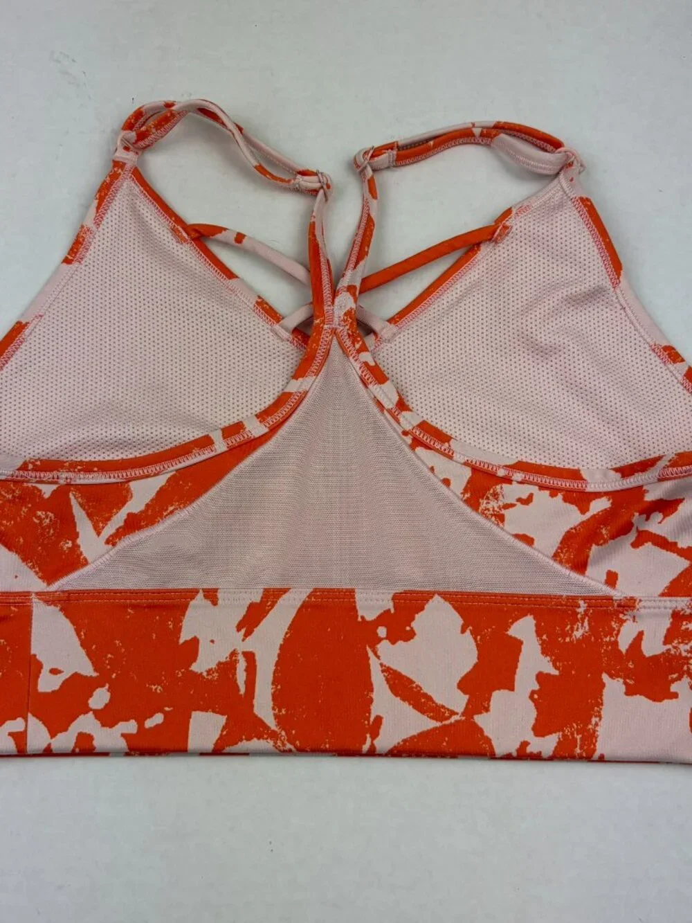 Nike Women's Dri-FIT Indy Icon Clash Sports Bra Orange And Pink Print Size Med
